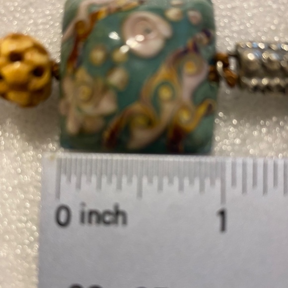 Bayong Wood Bead Necklace - Pewter Cross, Glass Bead, Carved Bone Bead - Picture 9 of 13